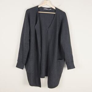 Athleta Chill Chaser Gray Merino Wool Blend Cardigan Sweater Womens Sz L